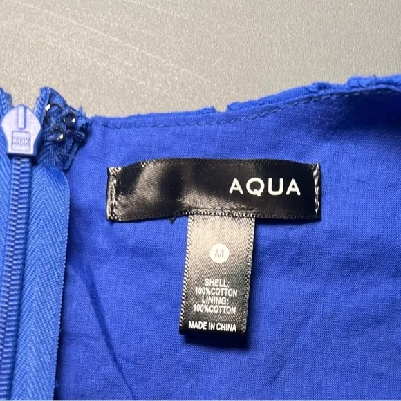 Aqua Women’s 100% Cotton Blue Eyelet Ruffle Dress - Picture 6 of 6